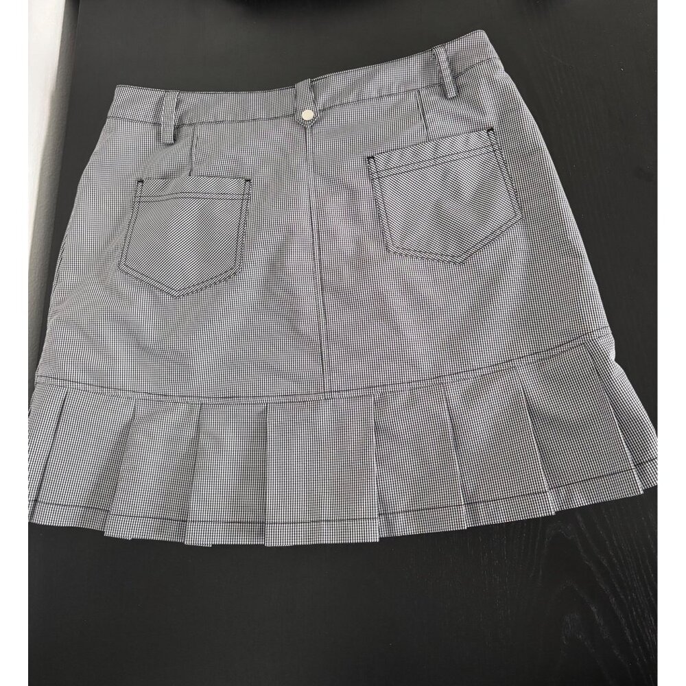 IBKÜL Golf Skort 8 Gingham Check Pleated Hem UPF 50 Activewear Tenniscore Preppy - Picture 2 of 13